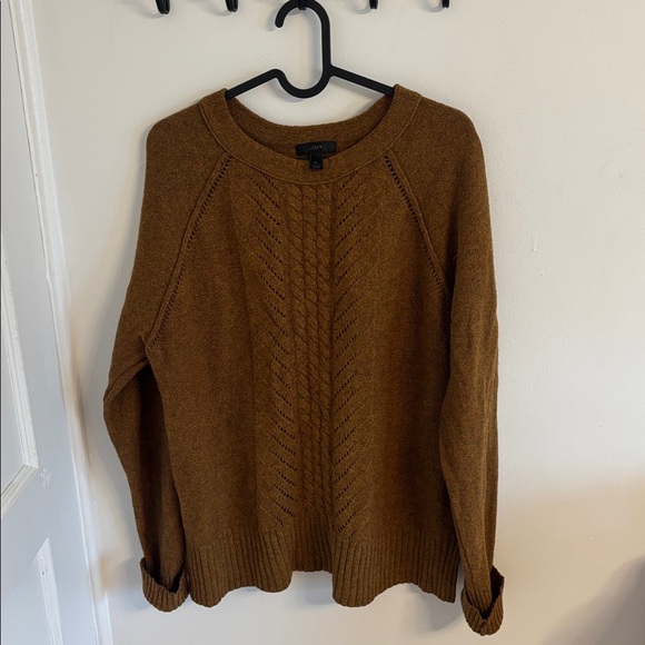J. Crew Mustard Brown soft 100% wool Crew Neck Sweater size XL - Picture 9 of 10